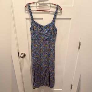 Zara Blue Floral Midi Dress Women’s Medium Sleeveless Summer Sundress